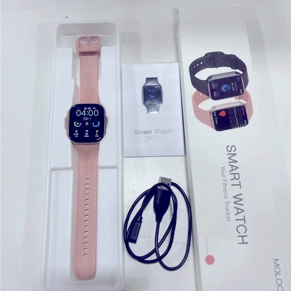 Molocy Q23 Peach Heart Rate Monitor 1.69 Inch Touch Screen Smartwatch